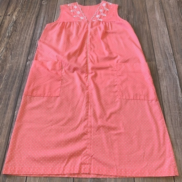 Vtg At Homewears Pink & White Polka Dot Night Gown - Picture 1 of 6